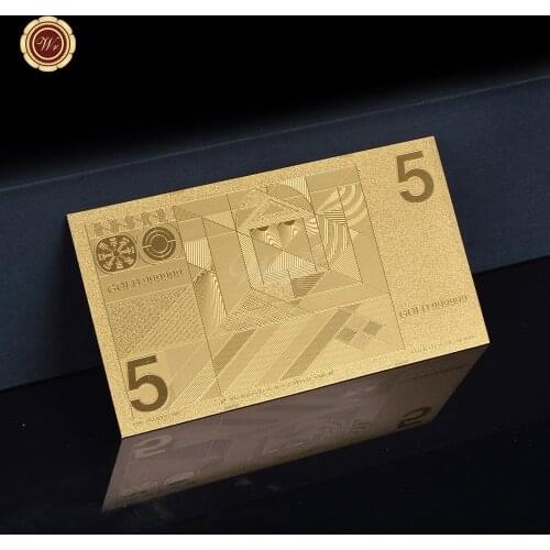 WR Prop Money Gold Foil Plated Banknotes Netherlands 5 Gulden Fake Money Bills Bank Note Reproduction Craft Collection