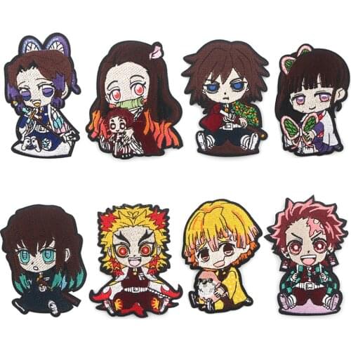 ZF2268 1pcs Anime Demon Slayer Sticker For Clothing Applications Patches On Clothes Iron Embroidered Patch For Backpack Badge