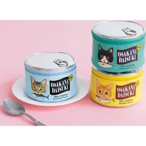 Women Cute Sardine Cans Shape Storage Bag Makeup Bag Creative Cat Fish Cans Makeup Bags Handbags Photography Props