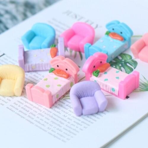 ZOCDOU 2 Pieces Sofa Bed Couch Furniture Living Room Seat Small Model Figurine Crafts Figure Ornament Miniatures Home Decoration