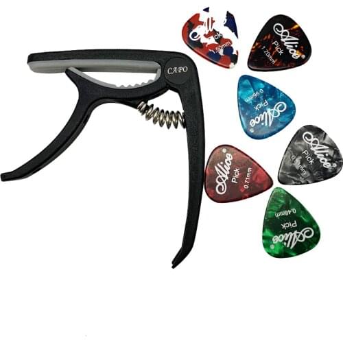 1 Guitar Capo and 6 Alice Guitar Picks for Acoustic Electric Guitarra Mediator Accessories