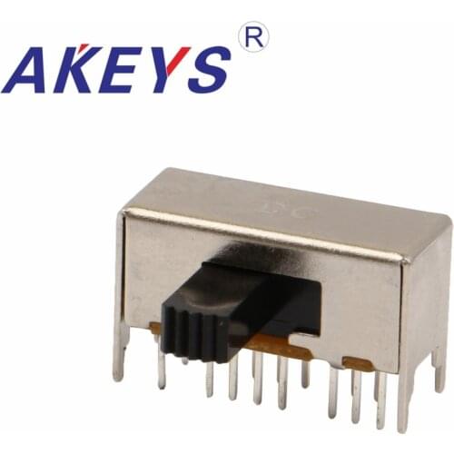10PCS SK-43D01 4P3T Four pole three throw slide switch side insert 16 pin with 4 fixed pin switch Handle height 8/11/12mm