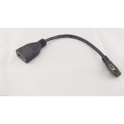 10pcs Right Angle Micro HDMI Male To HDMI Female Adapter Convertor 1080P Cable 15cm