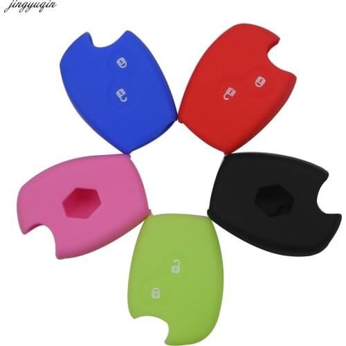 Jingyuqin 10ps Silicone Car Key Cover Case 2 Buttons for Renault Clio Scenic Megane Duster Sandero Twingo Modus Car Remote Key