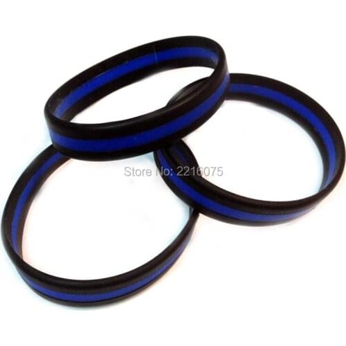 1000pcs triband Thin Blue Line 3 Sections silicone wristband rubber bracelets free shipping by DHL express