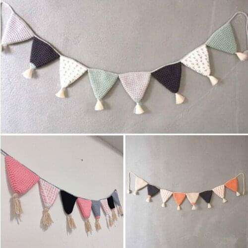 110cm Hand-woven Pennant for Party Wedding Pennant Bunting Banner Garlands Fabric Decor Ornament Kids Room Hanging Wall Decor