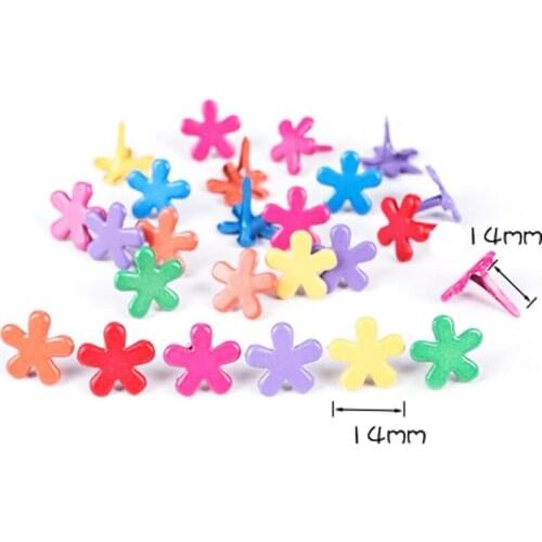 20PCS 14X14mm Mixed Color Flower Metal Brads Scrapbooking Embellishment For DIY Craft Accessories Home Decoration WD0033-17