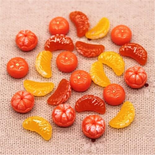 20pcs New Cute Mini Simulation Fruit Orange Resin Flatback Cabochon Food Art Supply Decoration Charm Craft Earring DIY