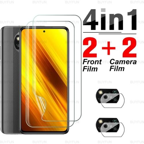 4in1 Camera Film For Poco X3 6.67inch Front Hydrogel Film for xiaomi poco poko x3pro nfc gt pocom3 pro f3 safety protective film