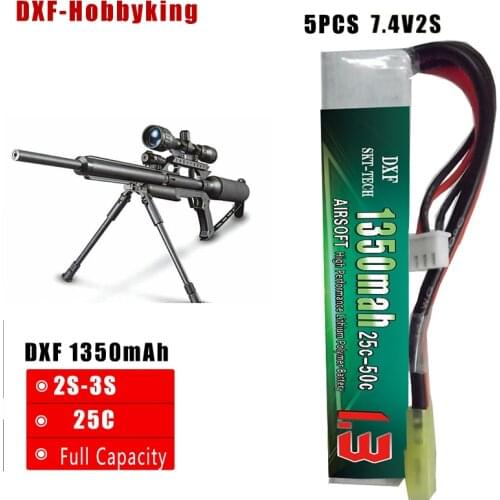 DXF New Arrived 5PCS Airsoft Gun Battery 7.4V 1350mAh 25C MAX 50C 3S for RC Airsoft Gun Remote Control Model