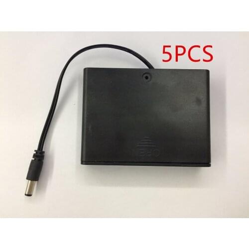 5PCS Hot-sale New 6 x AA Battery Case Storage Box Holder With DC 2.1 Power Jack Male Plug with Cover -15