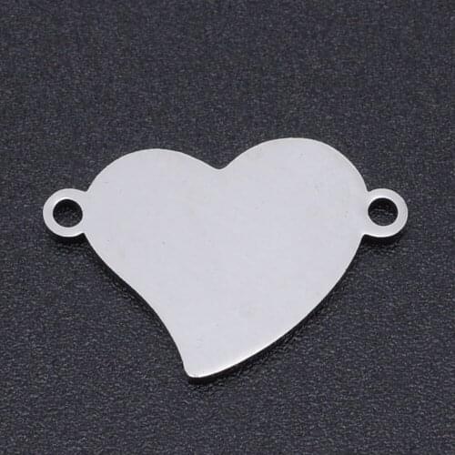 5pcs/lot 100% Stainless Steel Hearts Connector Charms Wholesale Never Tarnish Bracelets Pendants Top Quality