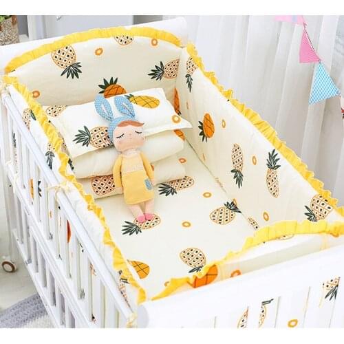 6/9pcs pineapple newborn baby crib bedding set cot bumper baby bedroom girls room decoration 120*60/120*70cm