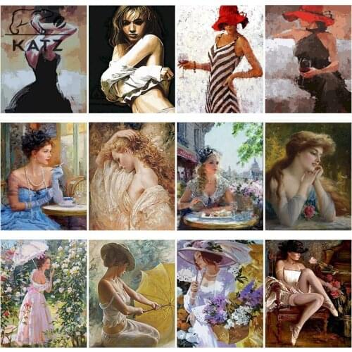 Diamond Painting Girl Portrait European Woman Embroidery Cross Gift Diy Figure Painting Mosaic Artist Home Cross Stitch Decor