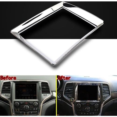 BBQ@FUKA New Car Accessories Chrome Radio GPS Navigation Cover Bezel Trim Frame ABS Fit For Jeep Grand Cherokee 2011