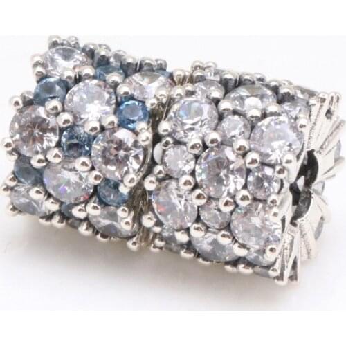 Bewill Hot Sale 925 Sterling Silver Transparent sparkling zircon charm Fit Original Bracelet Women Jewelry Making Gift