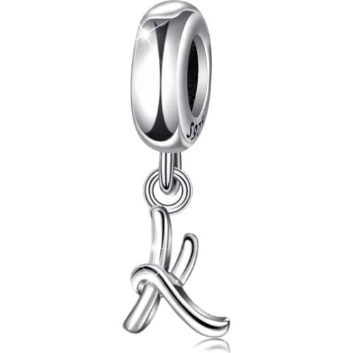 EUDORA 925 Sterling Silver new free shipping initial K letter alphabet diy bead fit charm silver bracelet Original jewellry gift