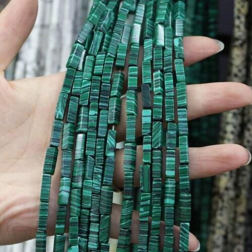 Natural Stone Rectangular Scattered bead agates Malachite string Beads for Jewelry Making DIY Necklace Bracelet 4x13mm