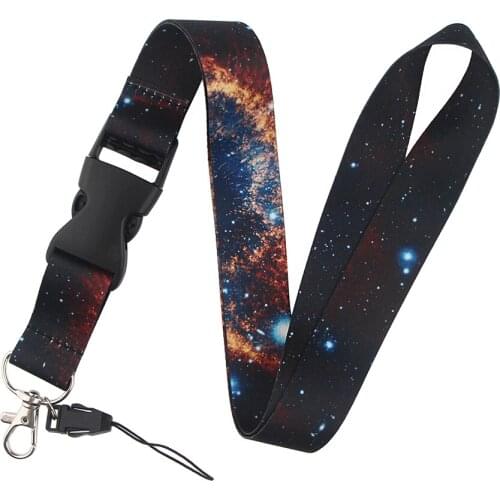 ER044 Universe Starry Sky Painting Art Key Chain Buckle Lanyard Neck Strap For Phone Keys ID Card Creative Lanyards