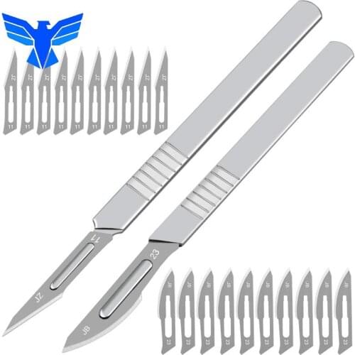 PCB Repair Animal Surgical Knife10pcs 11# 23# Carbon Steel Surgical Scalpel Blades + 1pc Handle Scalpel DIY Cutting Tool