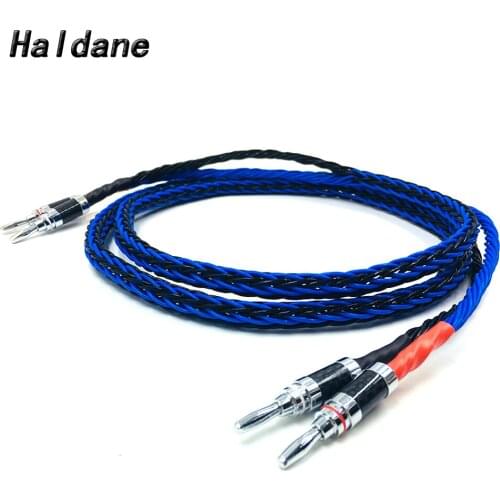 Haldane Pair 7N Single Crystal Copper 2 Banana to 2 Banana Plug Speaker Audio Wire Cable Loudspeaker Cable with Rhodium plated