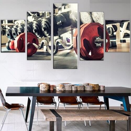 Canvas HD Prints Posters Home Decor Wall Art Painting 5 Panels gym Pictures For Living Room Framework