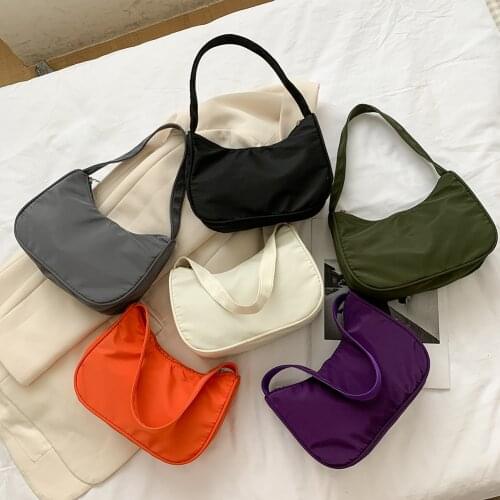 Female Classic Handbag Oxford Cloth Underarm Pouch Solid Color Messenger Bag Shoulder Ladies Baguette Daily Supplies