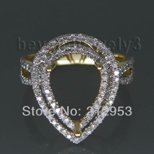 Semi Mount Ring Settings Pear Cut 8x11mm Solid14k Yellow Gold Diamond Engagement Ring For Sale SR0007