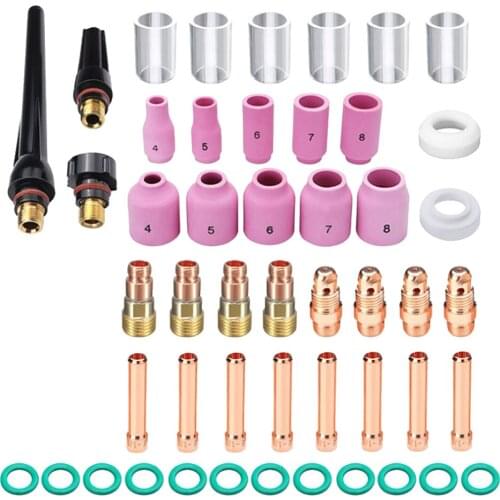 49pcs TIG Welding Torch Stubby Gas Lens Nozzle Glass Cup Accessories Kit