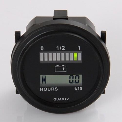 QUARTZ LED Battery Indicator Digital Hour Meter for DC Powered Unit With LED Battery Indicator Guage Gauge 12V 24V 36V 48V 72V f