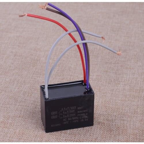 LETAOSK 1Pc Black Plastic Ceiling Fan Capacitor CBB61 4.5uf + 6uf + 5uf 5 WIRE 250V-300V AC 4.8 x 3.9x 3.9cm 50/60Hz Rating