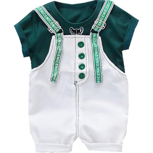 Summer Baby Boy Girl Clothes Children Cotton Cartoon T Shirts Letter Bib Shorts 2Pcs/sets Infant Kids Fashion Toddler Tracksuits