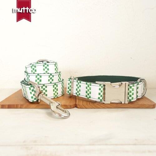 MUTTCO retailing self-design dog collar THE JABE MOSAIC handmade poly satin and nylon 5 sizes dog collar and leash set UDC095