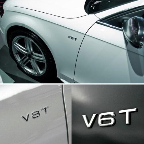 Chrome V6T V8T V10 Car Side Fender Sticker For Audi A6 C6 A3 A4 B8 A8 A8L TT RS Q5 Q7 Emblem Stickers Auto Tuning Accessories