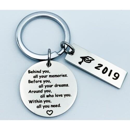 Oeinin Charms Key Chain Behind You All You Memorie Man Keychain Bag Lovers Silver Color Keyring Stainless Steel Pendant Llaveros