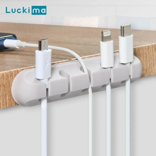 USB Cable Organizer Wire Winder Computer Cable Management Earphone Holder Mouse Cord Clip Protector for Home Office