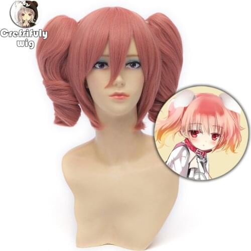 Inu X Boku SS Roromiya Karuta Pink Cosplay Wig Short Wavy Synthetic Hair Chip Ponytails High Temperature Fiber