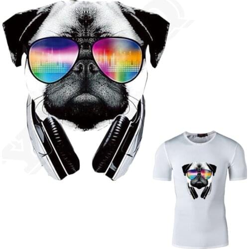 Dj Dog Patch Iron on Clothes New T-Shirt Diy Decoration Decor A-Level Washable Easy Print By Household Irons Parches Print E