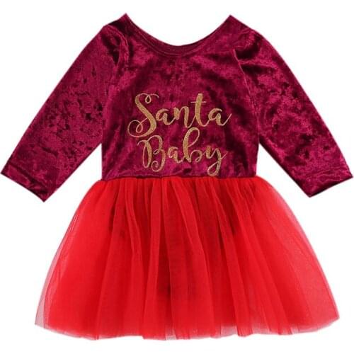 Pudcoco Baby Girl Dress Ball Gown Princess Cute Letter Printed Full Length Regular Sleeve Christmas Clothing