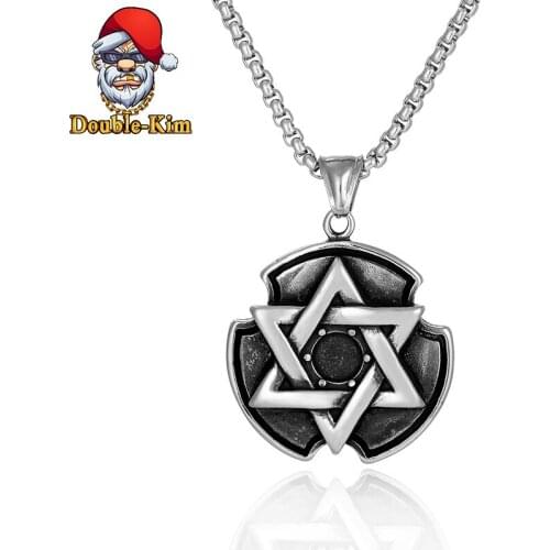 Retro Hexagon Star Necklace Men Hiphop Street Culture Titanium Stainless Steel Fashion Trendy Chain Necklace Man Jewelry Gift