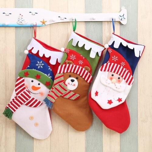 Christmas Stockings Santa Claus Sock Gift Kids Candy Bag Xmas Noel Decoration for Home Christmas Tree Ornaments