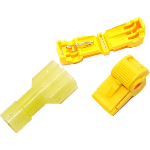 100x Yellow 12-10 AWG T-TAPS & MALE WIRE CONNECTORS SPLICE ELECTRICAL WIRING Insulated Wire Terminal
