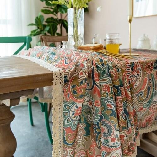 Table Cloth Art Cotton Linen Printing American Chinese Nordic Small Fresh Rectangular Table Cloth Household Simple Modern