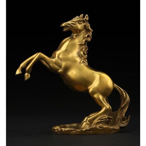 Modern Brass Zodiac Horse Statue Feng Shui Geometry Animal Sculpture Horse to Success Decoration Office Lucky Home Furnishings