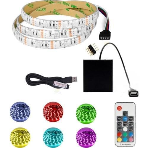 5m LED Light Strip 5050 SMD Remote Control Battery Powered RGB Strips 1m 2m 3m 4m Waterproof Home Decoration Lighting