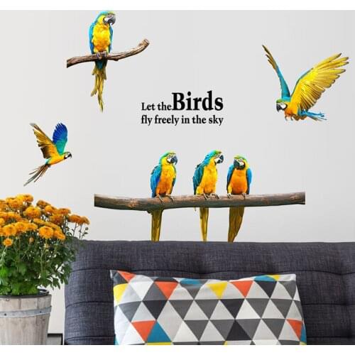 Clever Macaw Parrot Bird Wall Stickers For Shop Office Home Decoration Diy Animal Theme Wall Mural Art Pvc Decals Peel And Stick