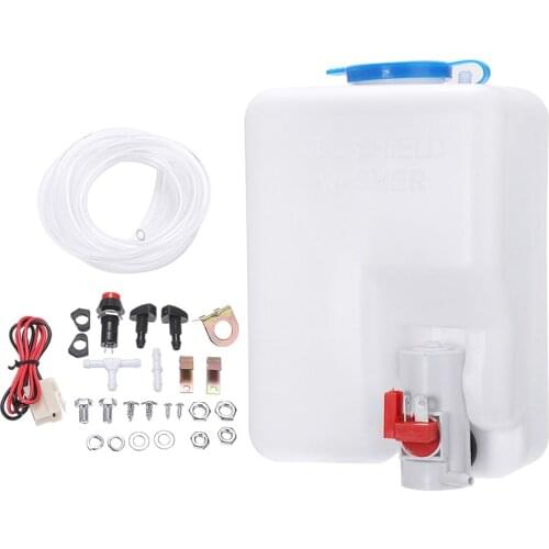 12V Windshield Wiper Washer Fluid Bottle Universal Windscreen Water Reservoir Tank Hose Jet Switch Full Set