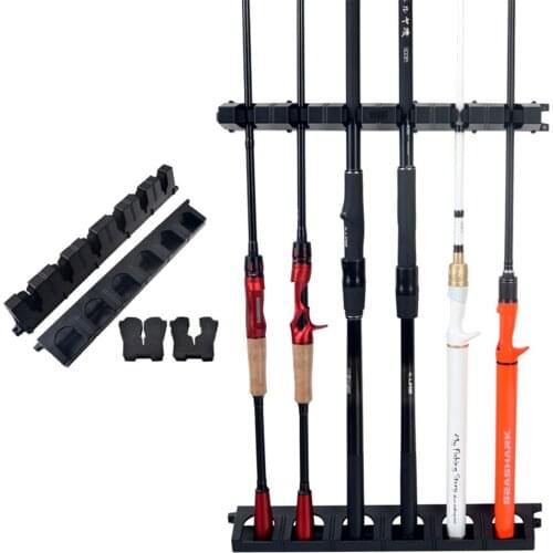 Vertical 6-Rod Rack Fishing Pole Holder Rod Holders Display Stand Wall Mount Modular for Garage Fishing Rods Storage Racks