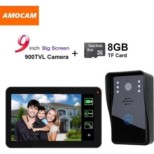 9 inch Touch Monitor Video Record door phone Video Intercom Doorbell System Kit with 8GB Card video Recording video doobell