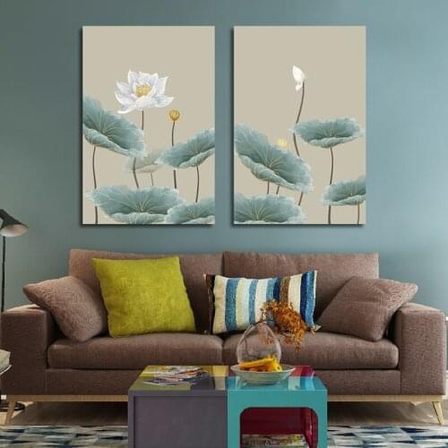 Vintage Elegant Plant Poster Pure White Lotus For Home Wall Art Print Canvas Painting Picture Decoration Can Be Customized